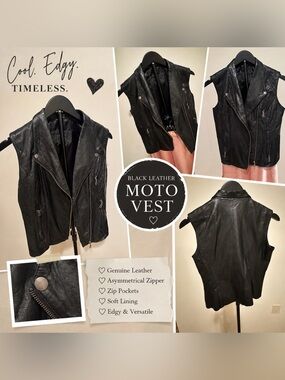 Whet Blu Leather Moto Vest Size Small